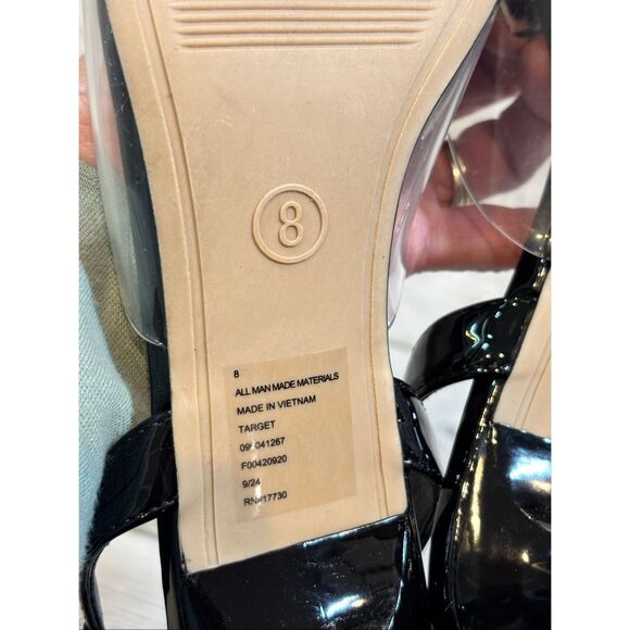 A New Day Eleanor Heart Slingback Kitten Black Heels Size 8 - Picture 11 of 11